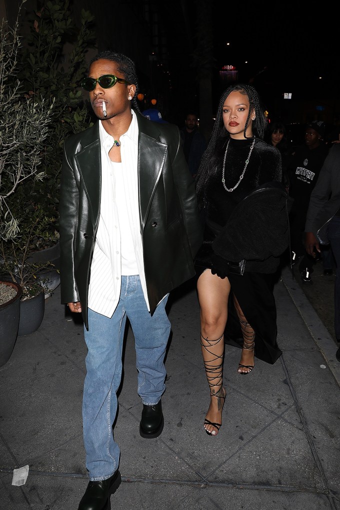 Rihanna & ASAP Rocky in fashionable outfits