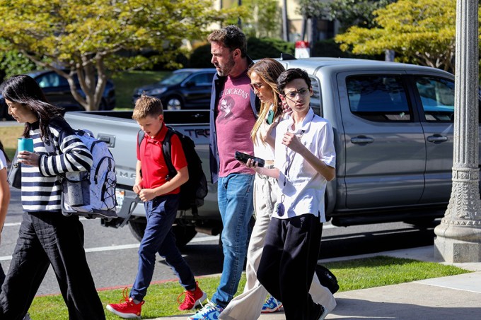 Ben Affleck, Jennifer Lopez, and her son Max attend Samuel’s school recital