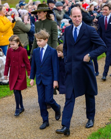 Princess Charlotte, Catherine Princess of Wales, Prince Louis, Prince George and Prince William
Christmas Day church service, Sandringham, Norfolk, UK - 25 Dec 2022